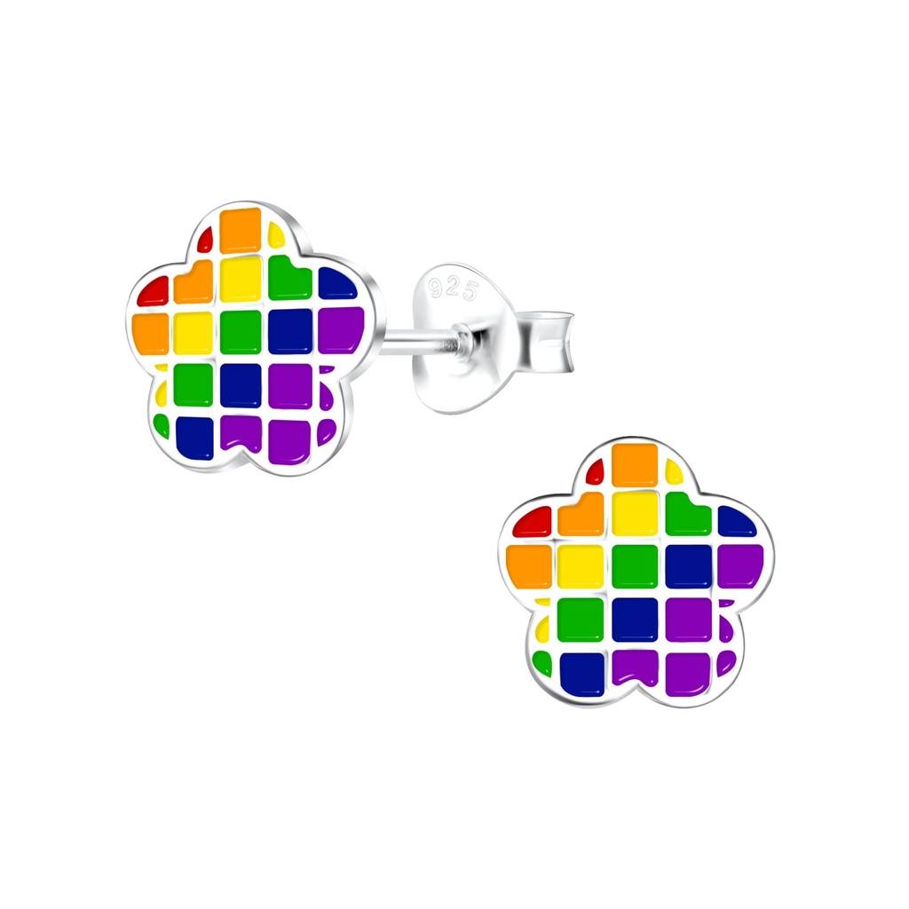 Puces d'oreilles fleur en argent