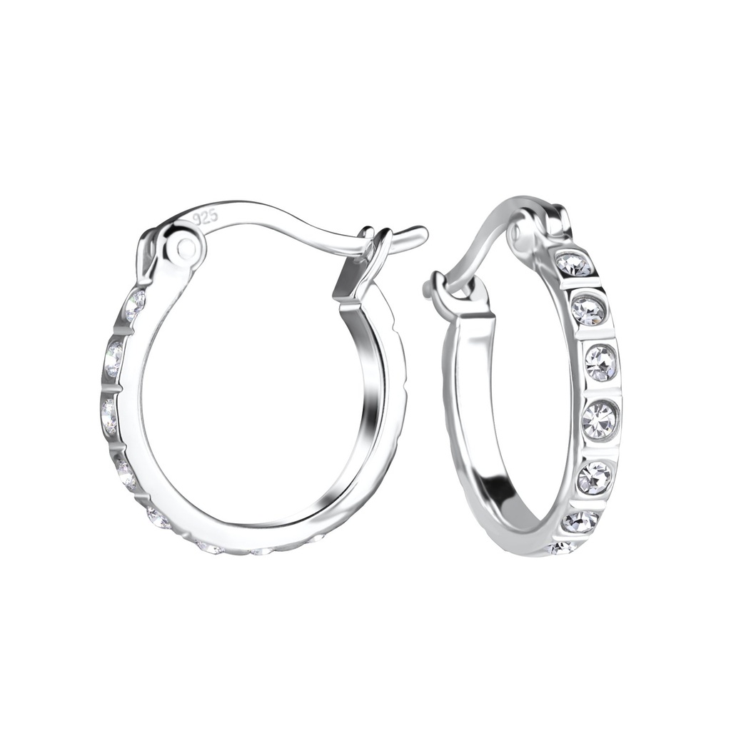[10020651] Créoles fermoir français en argent 14 mm (Crystal)