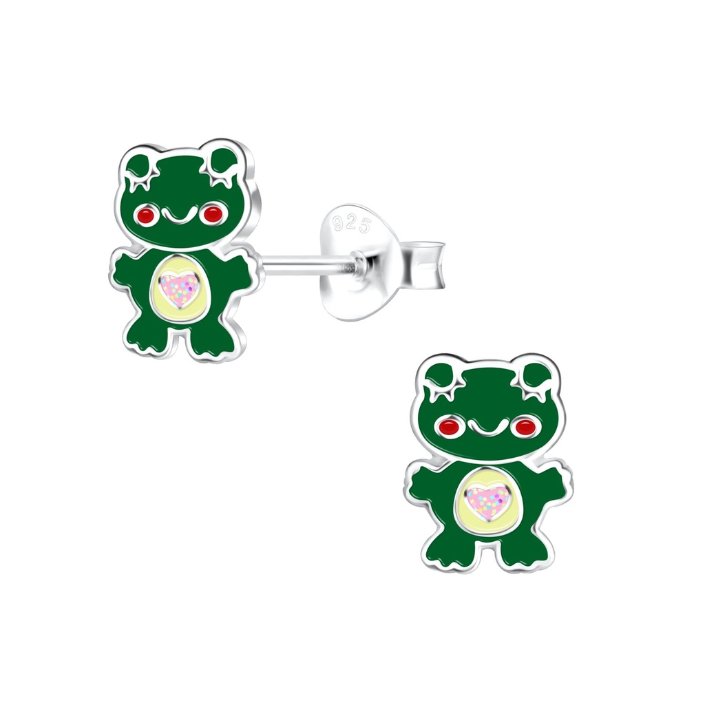 [10022940] Silver Frog Stud Earrings