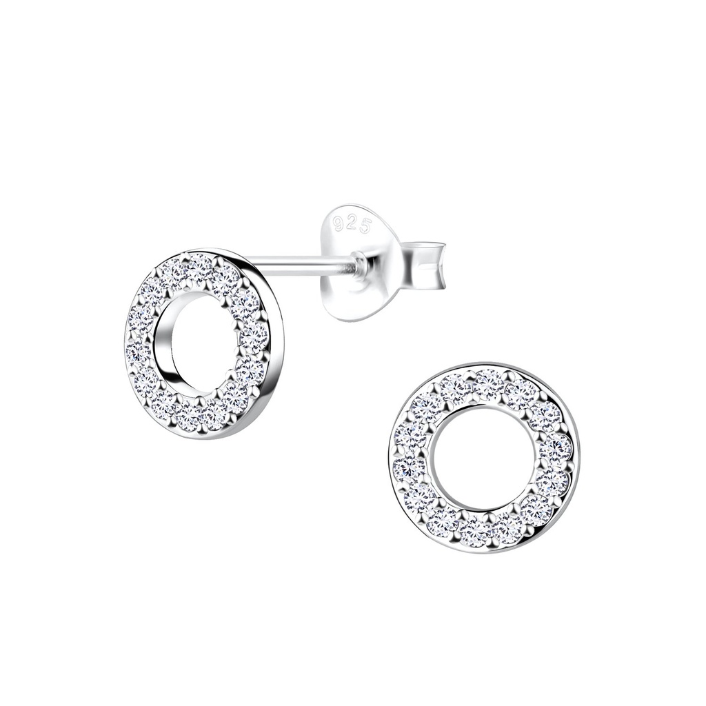 Silver Circle Stud Earrings
