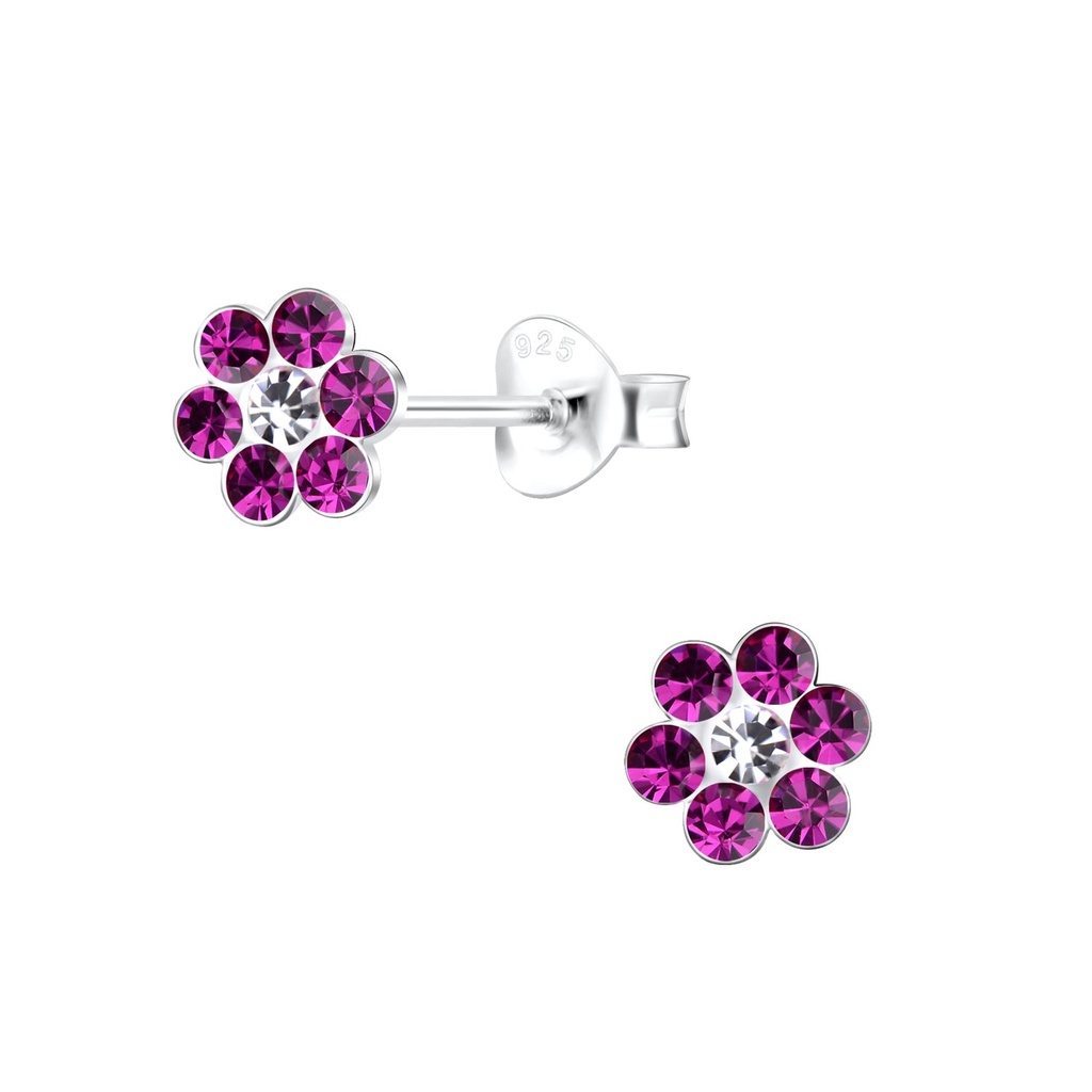 Puces d'oreilles fleur en argent