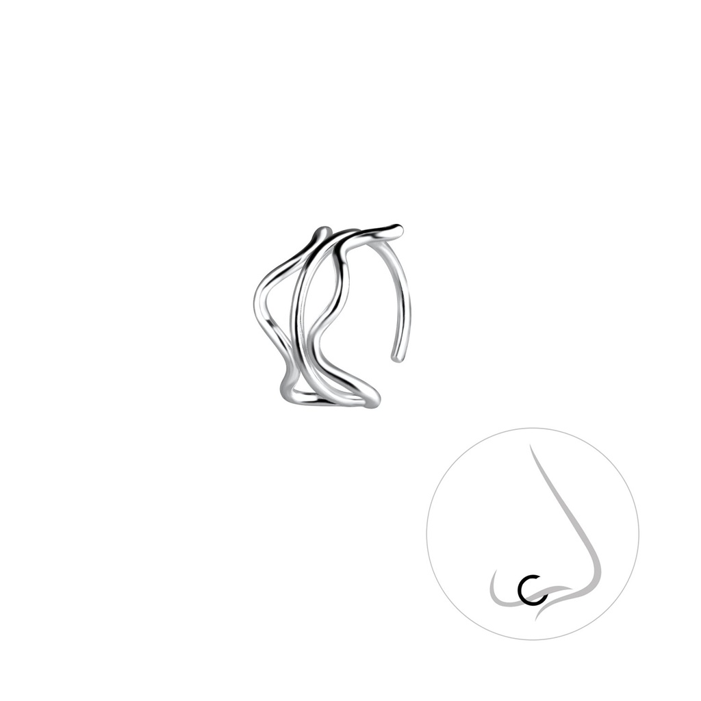 Anneau de nez vague en argent 10 mm