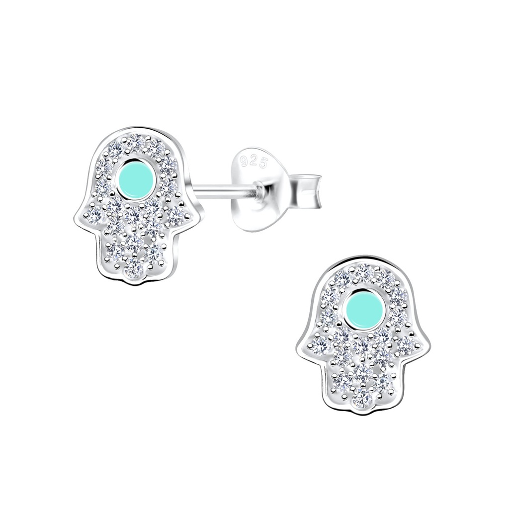 Puces d'oreilles main de Fatma en argent