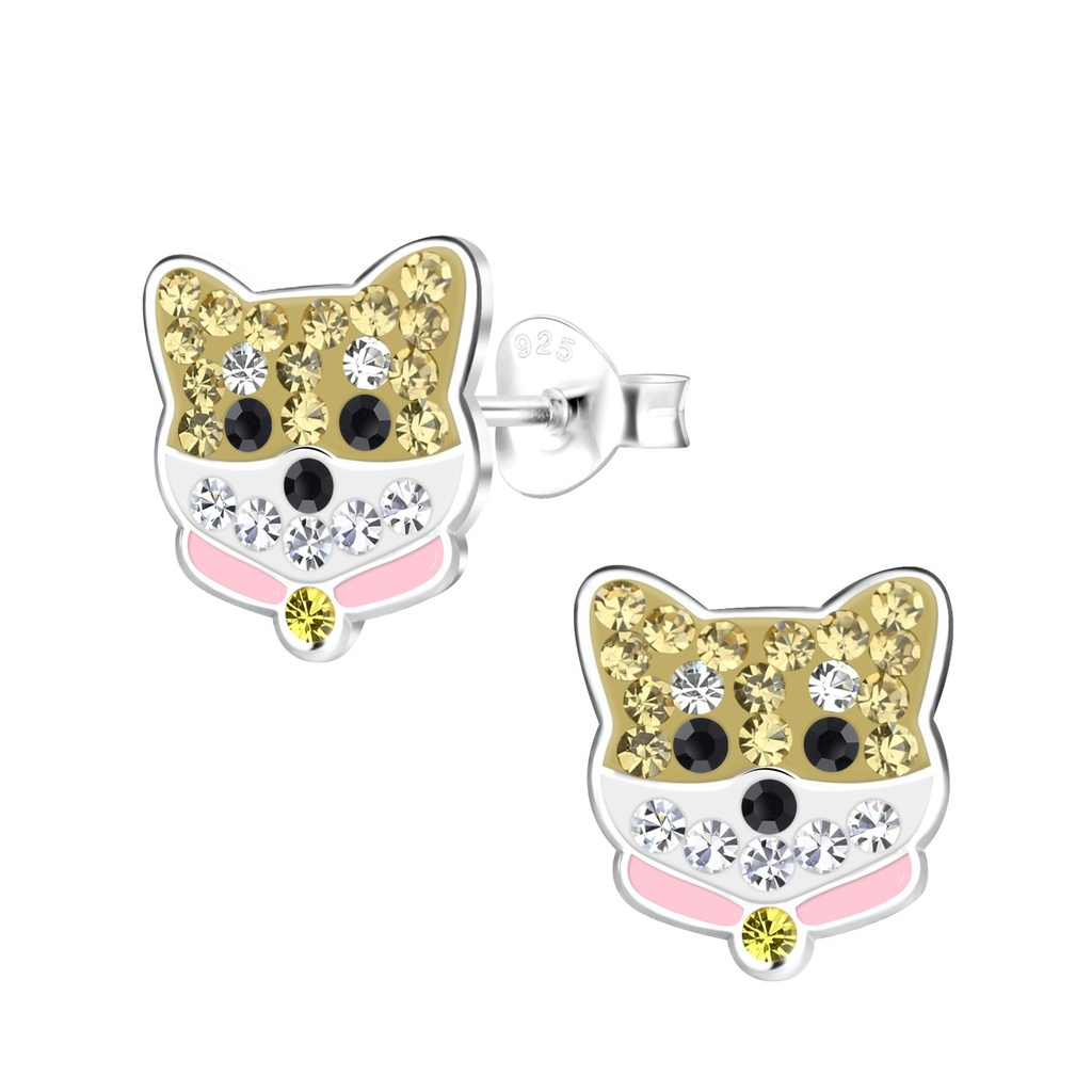 Silver Dog Stud Earrings