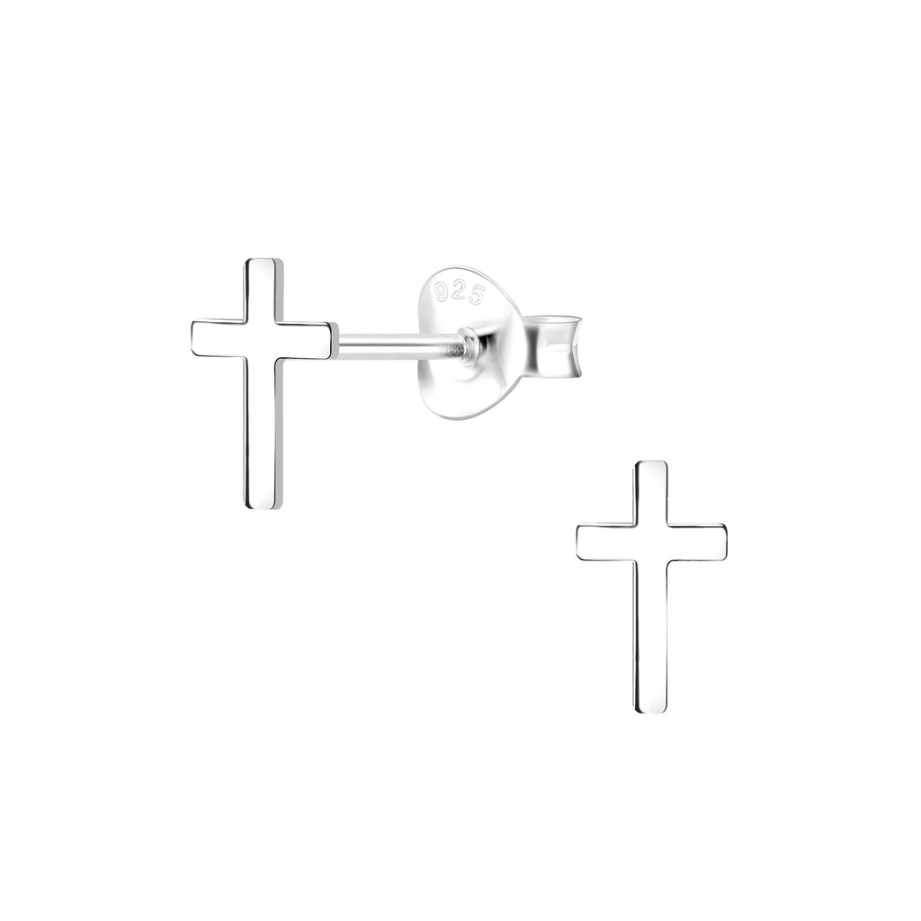 Puces d'oreilles croix en argent