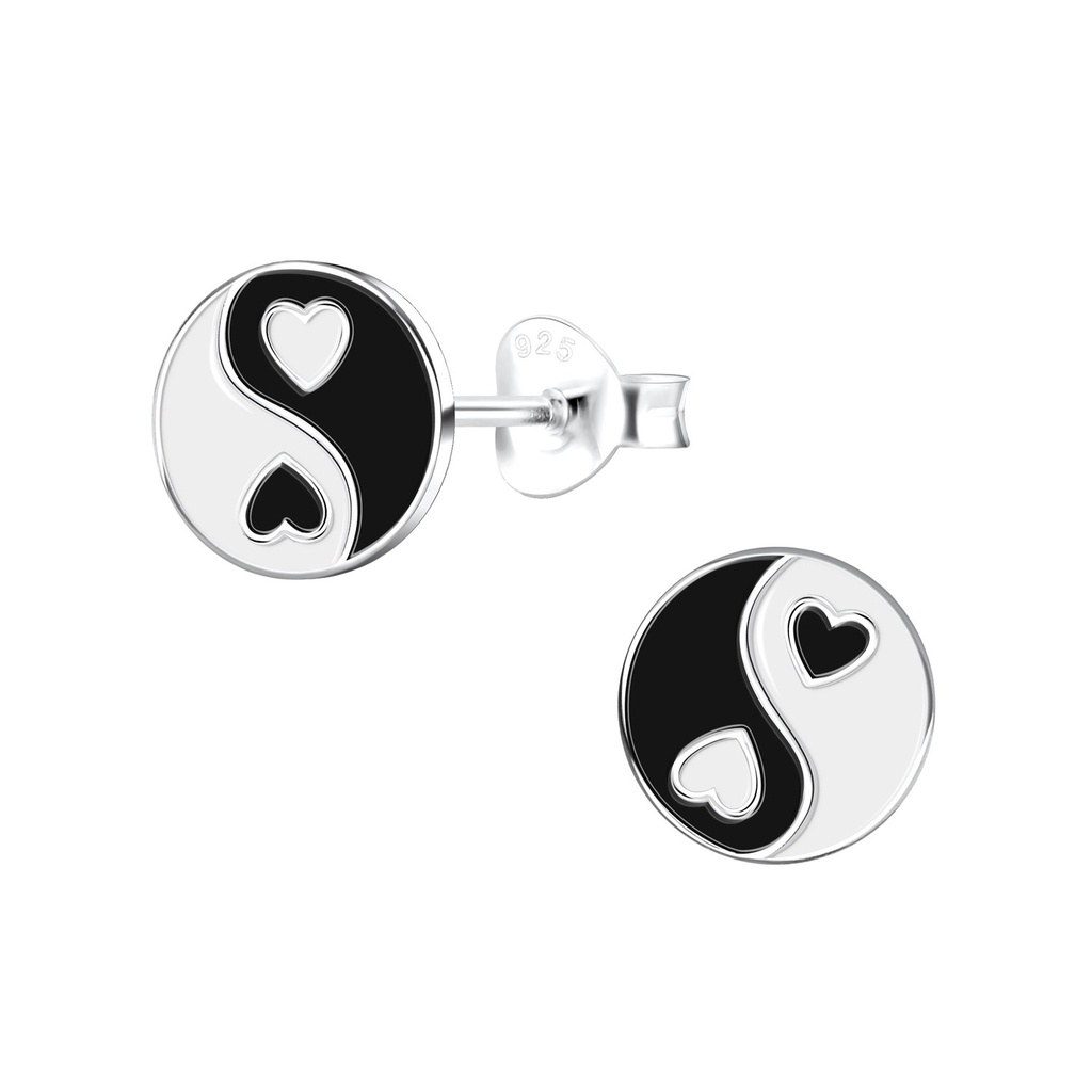 Silver Yinyang Stud Earrings