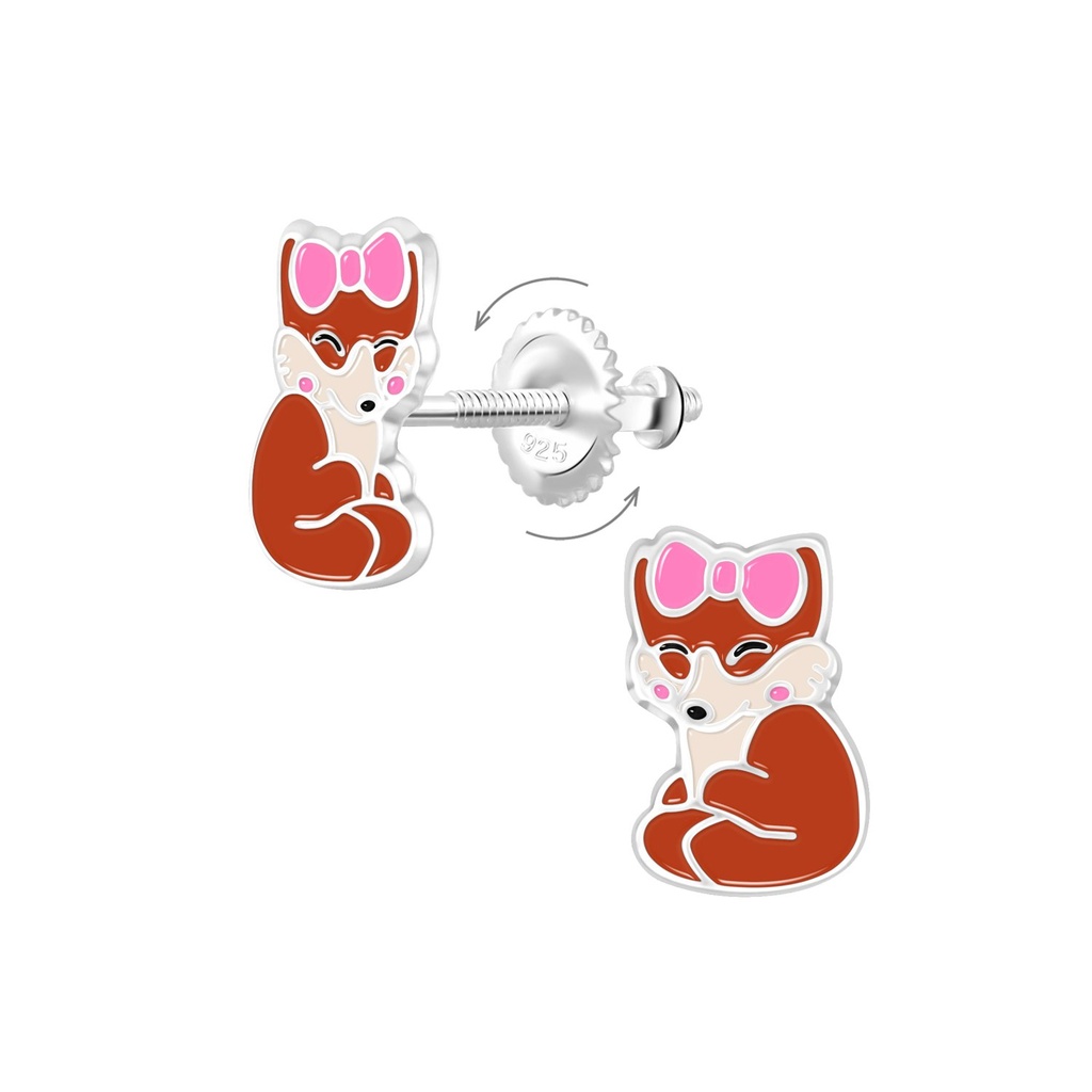 [10013277] Silver Fox Screw Back Earrings