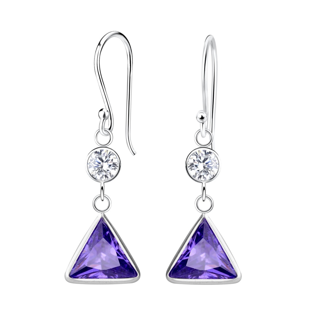 [10010892] Silver Geometric Cubic Zirconia Earrings