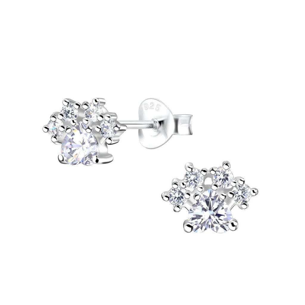 Puces d'oreilles empreinte de patte en argent