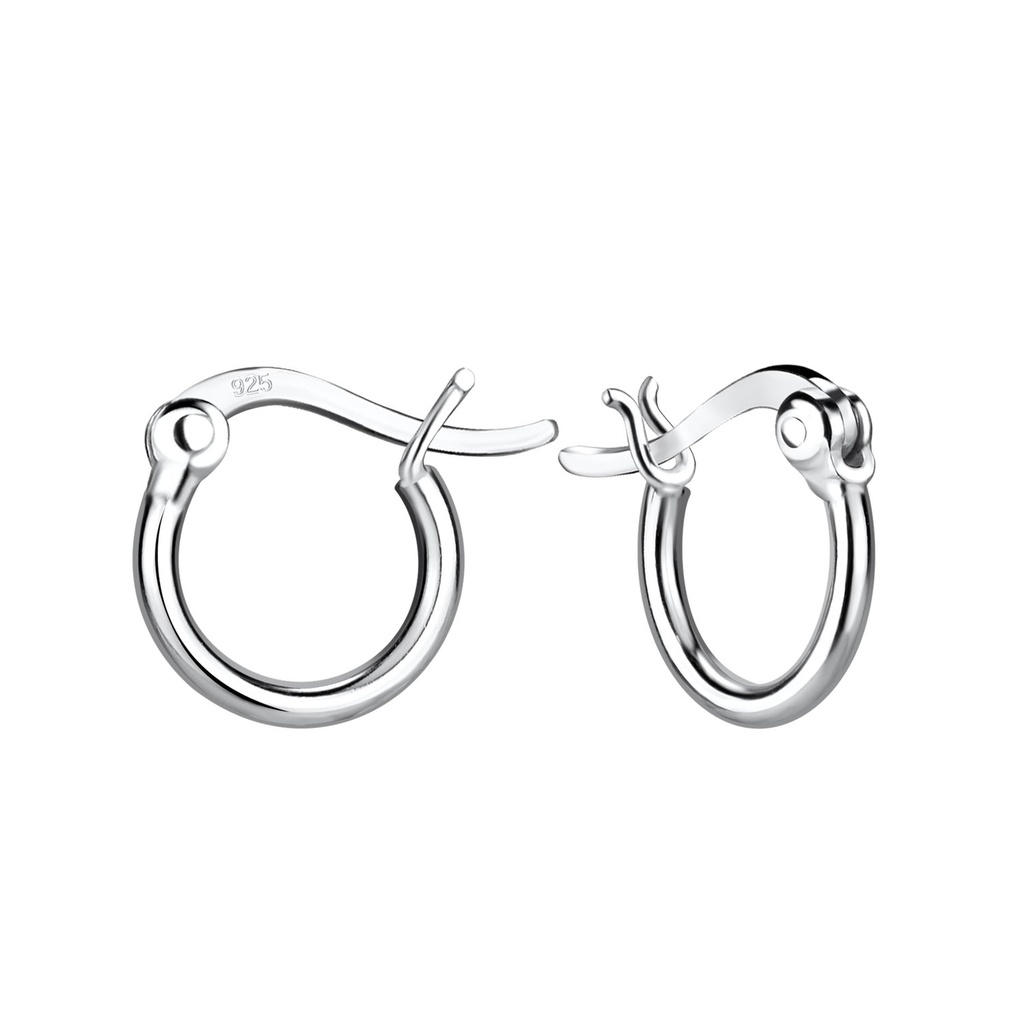 10mm Silver French Lock Hoop Earrings