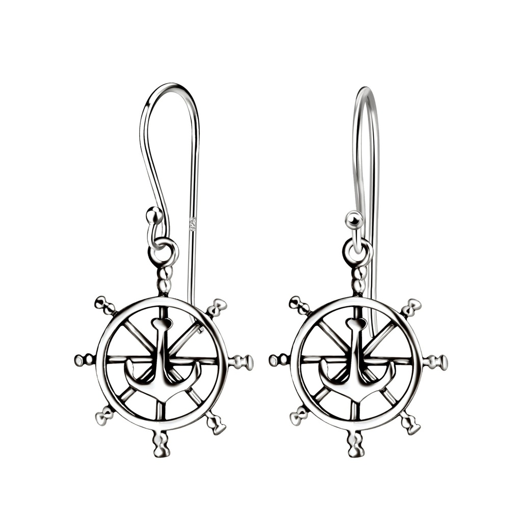 [10010824] Boucles d'oreilles barre de navire en argent