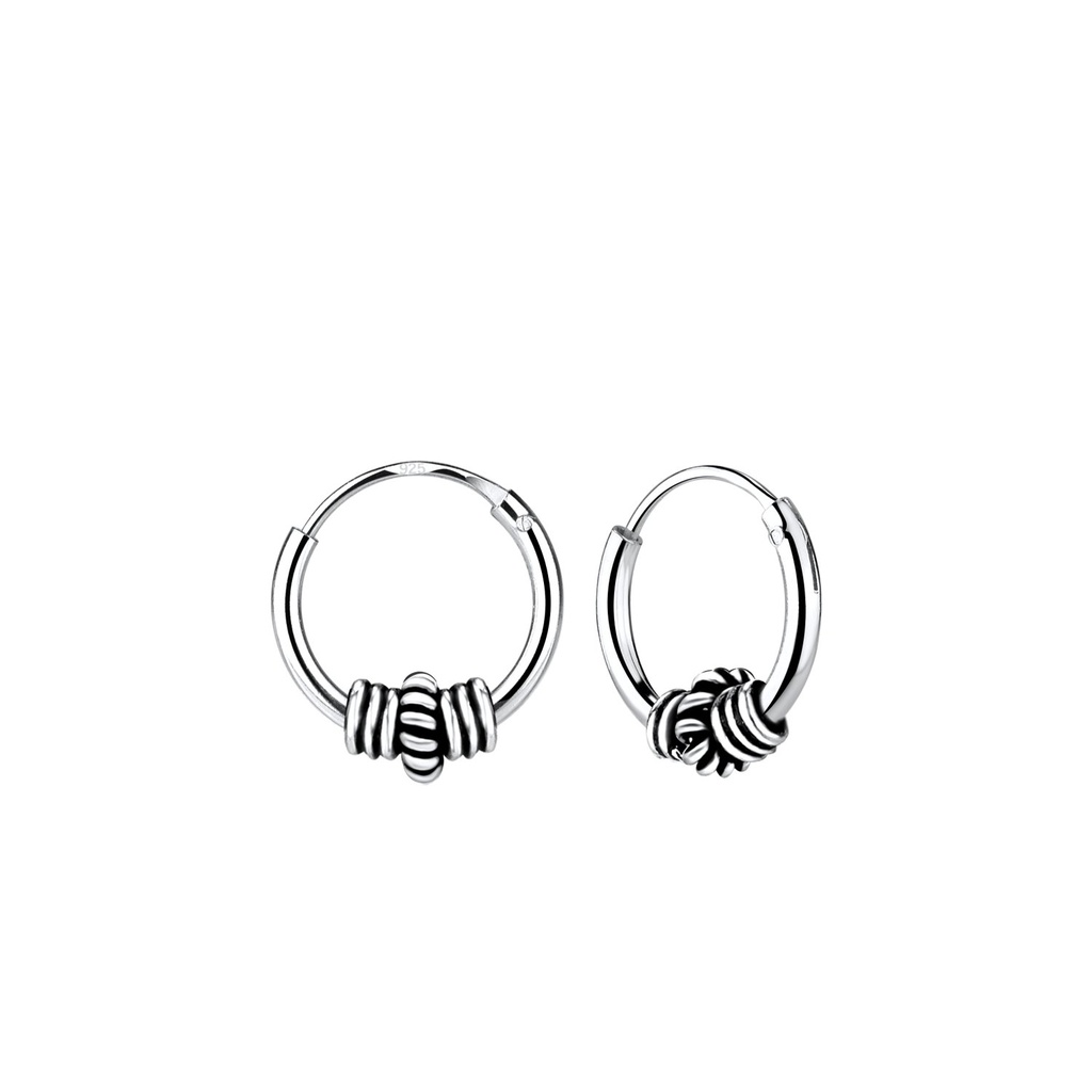 [10013767] 10mm Silver Bali Hoop Earrings