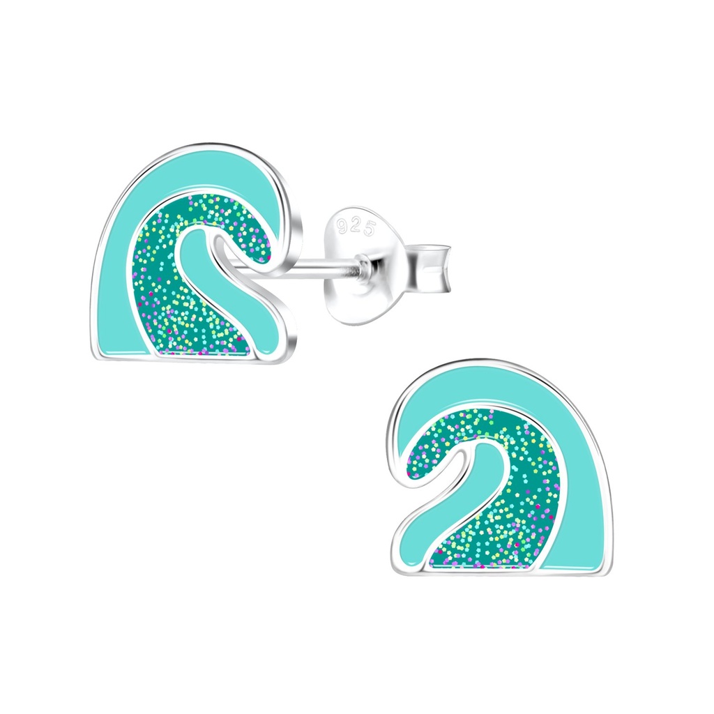 Silver Wave Stud Earrings