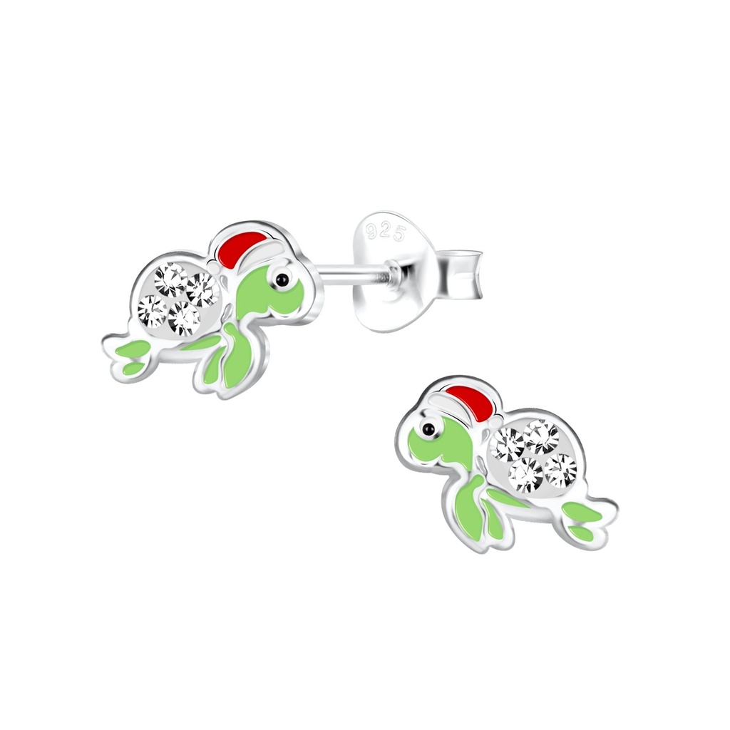 Silver Christmas Turtle Stud Earrings