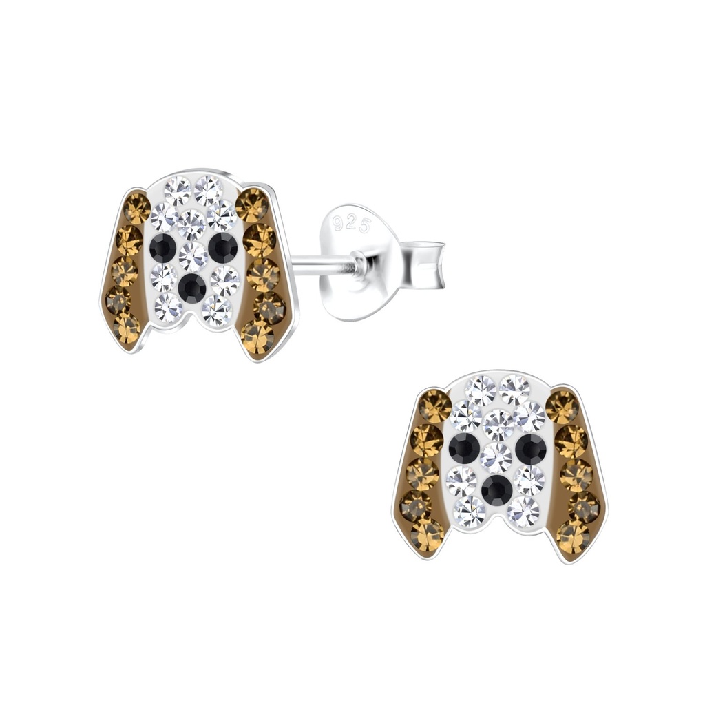 Silver Dog Stud Earrings