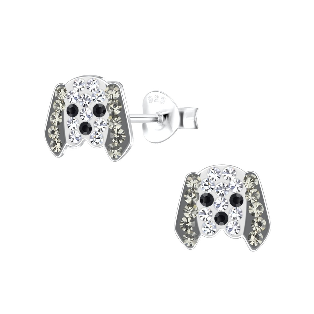 Silver Dog Stud Earrings