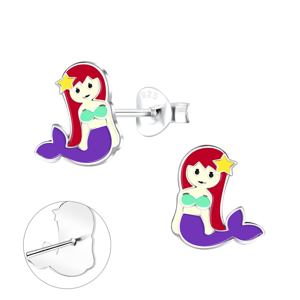 Silver Mermaid Stud Earrings
