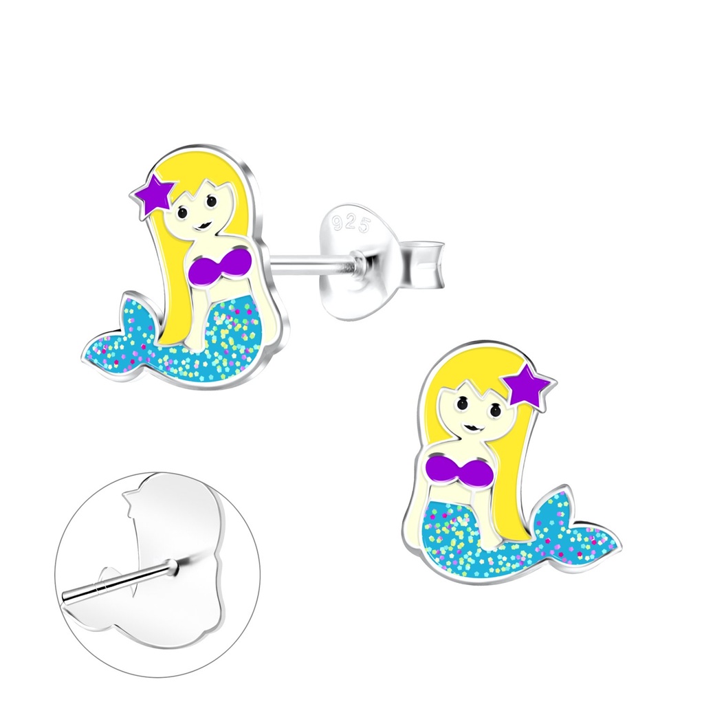 Puces d'oreilles sirène en argent