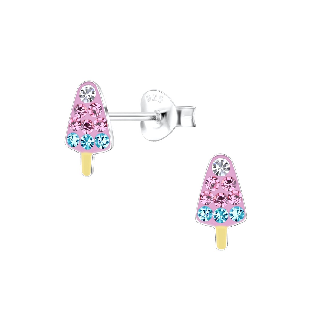 Silver Ice Cream Stud Earrings