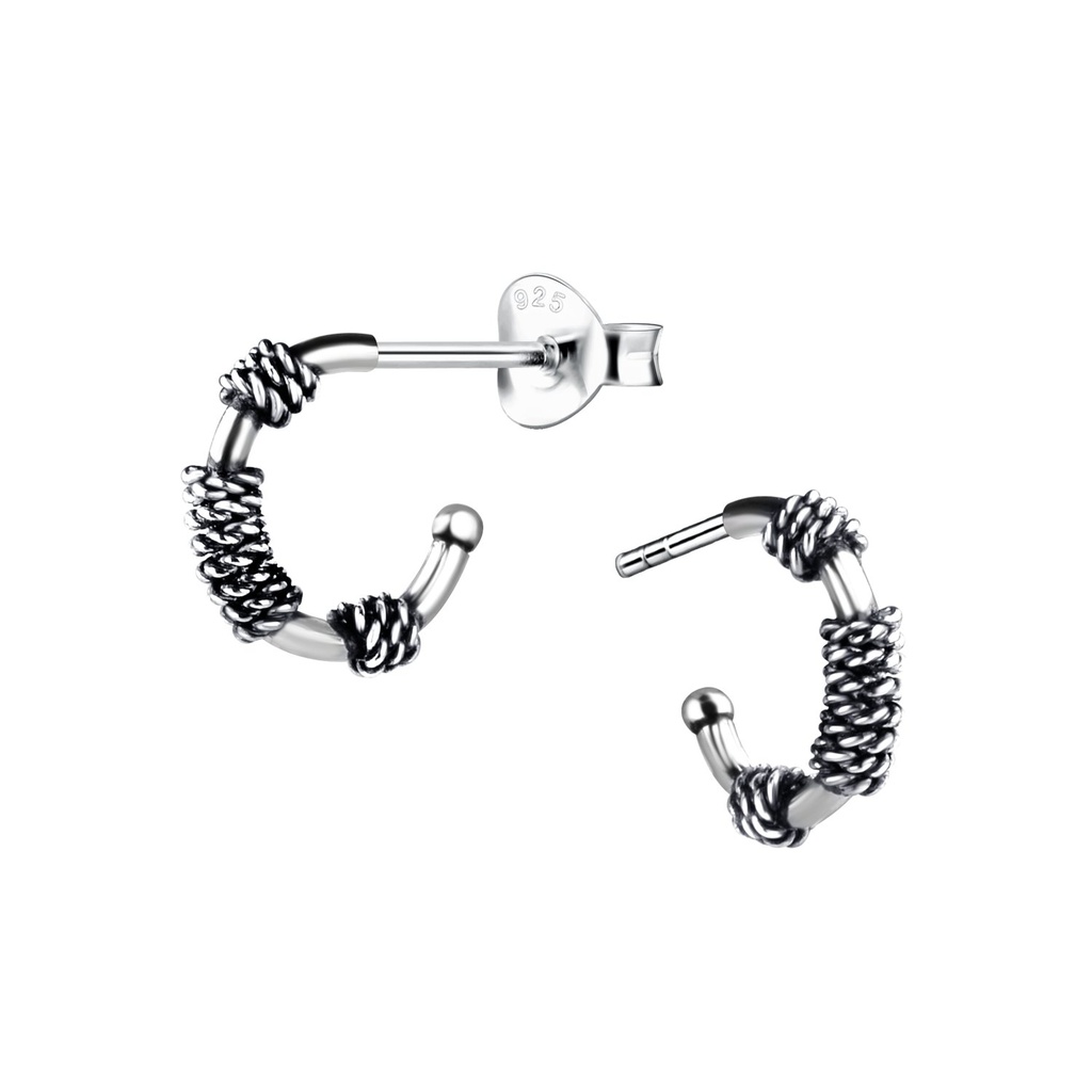 [10012934] Silver Half Hoop Stud Earrings