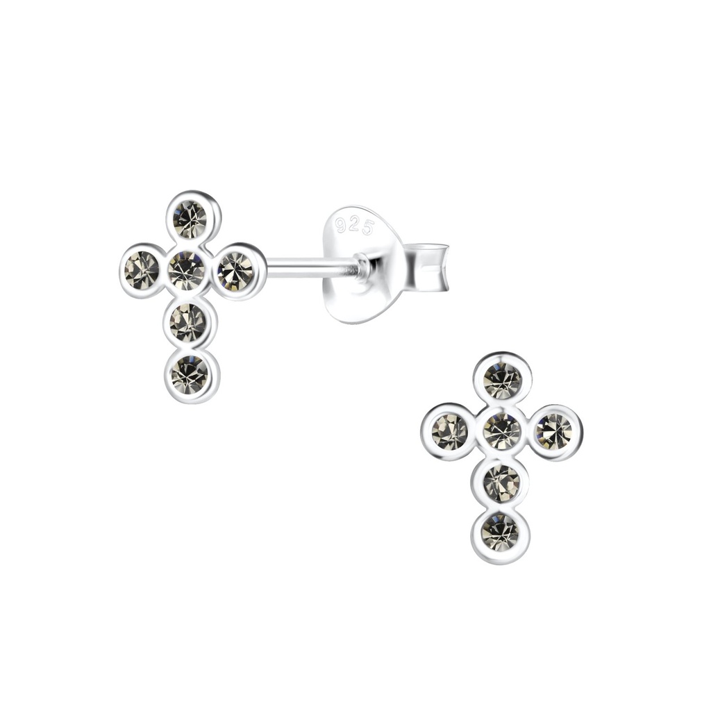 Puces d'oreilles croix en argent