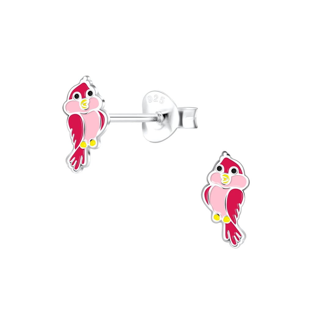 Silver Parrot Stud Earrings