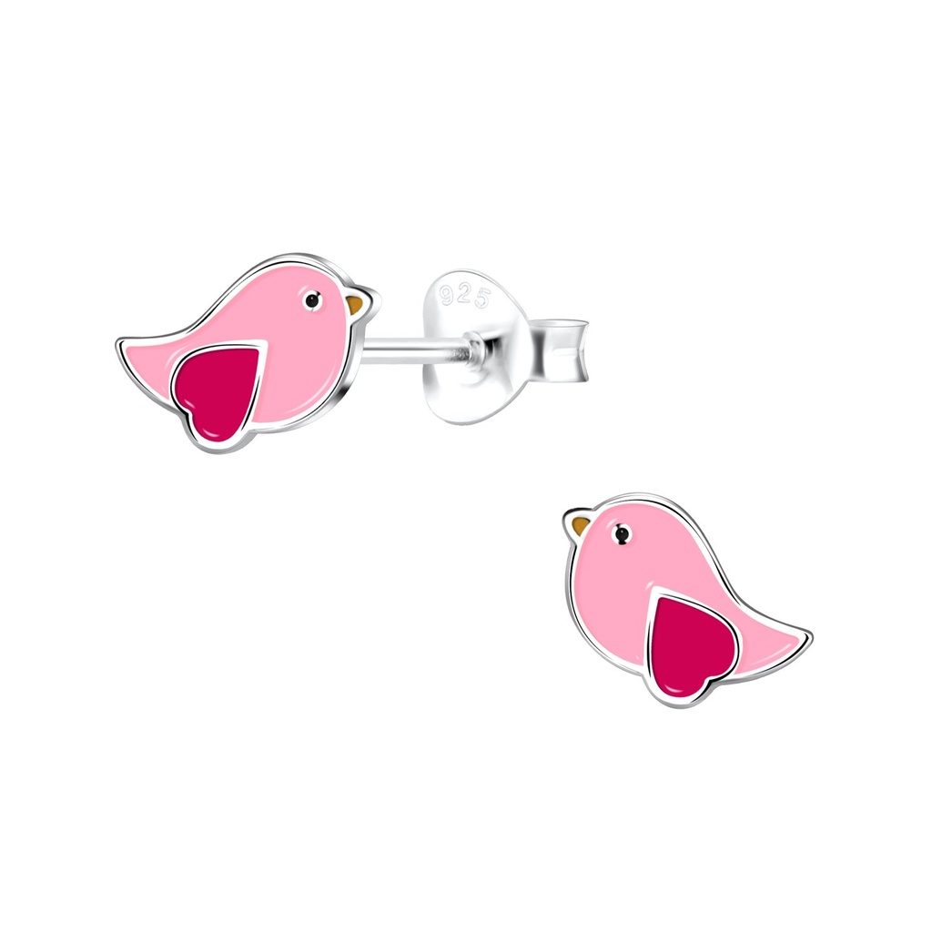 Puces d'oreilles oiseau en argent
