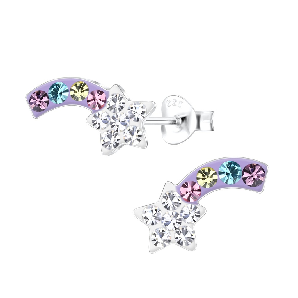 Silver Shooting Star Stud Earrings