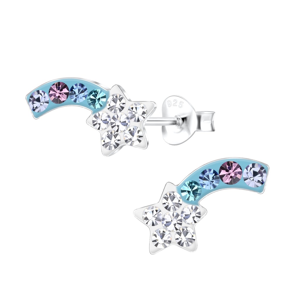Silver Shooting Star Stud Earrings