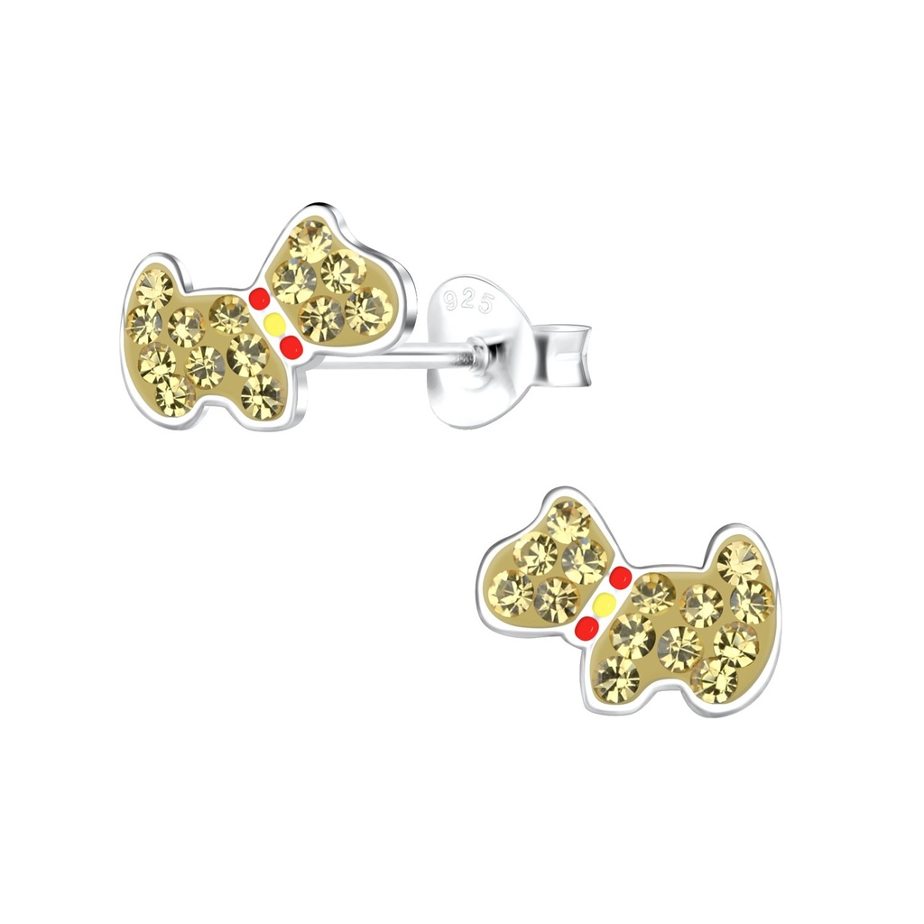 Silver Dog Stud Earrings