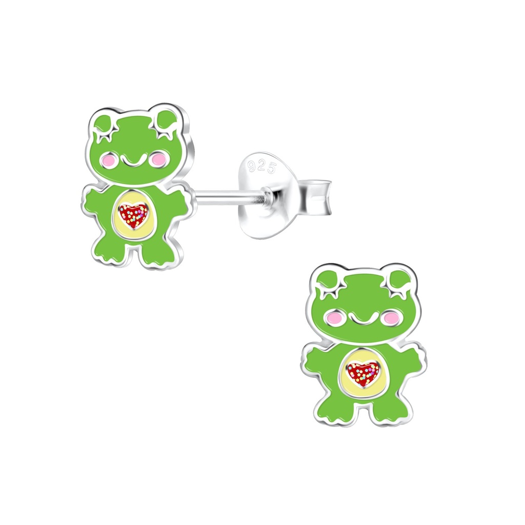 Silver Frog Stud Earrings