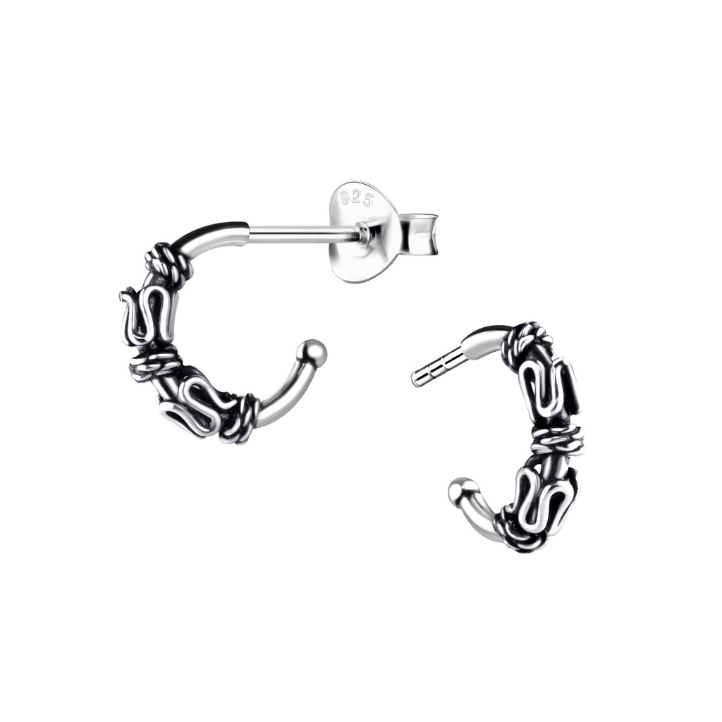 [10012940] Silver Half Hoop Stud Earrings