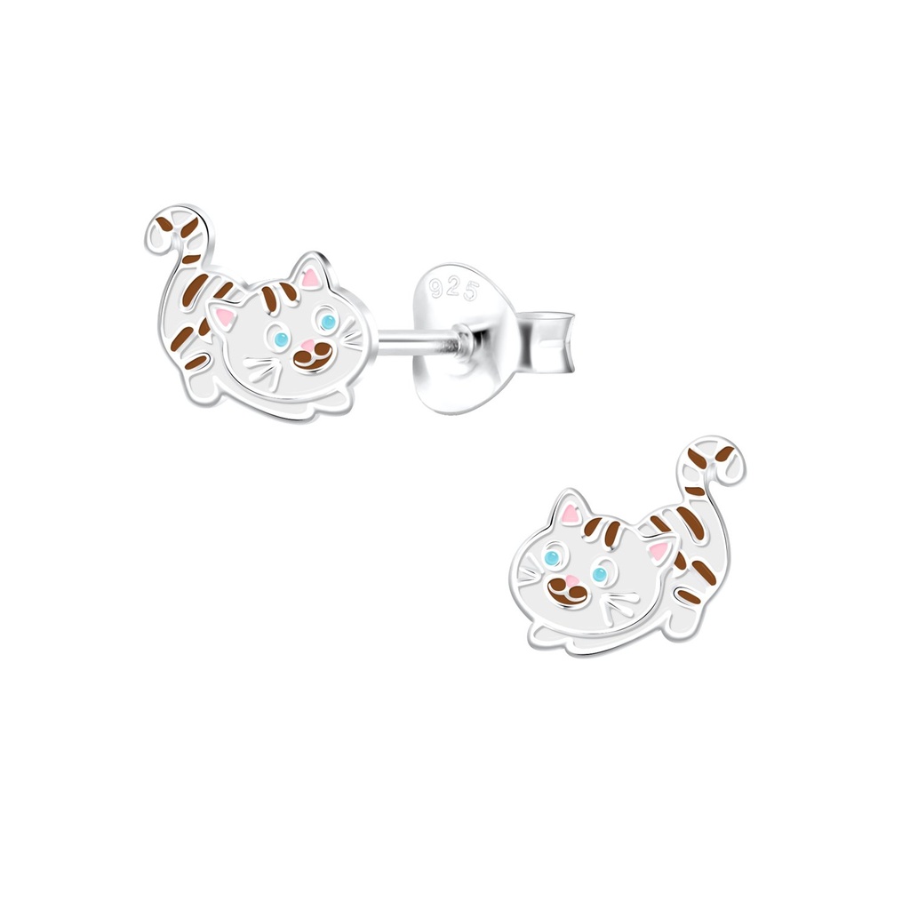 [10020800] Puces d'oreilles chat en argent