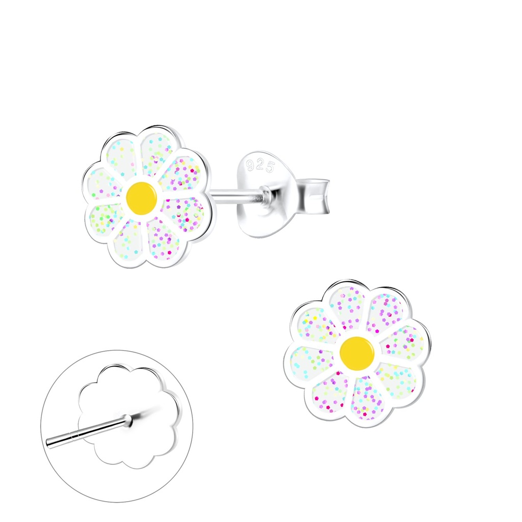 Puces d'oreilles marguerite en argent