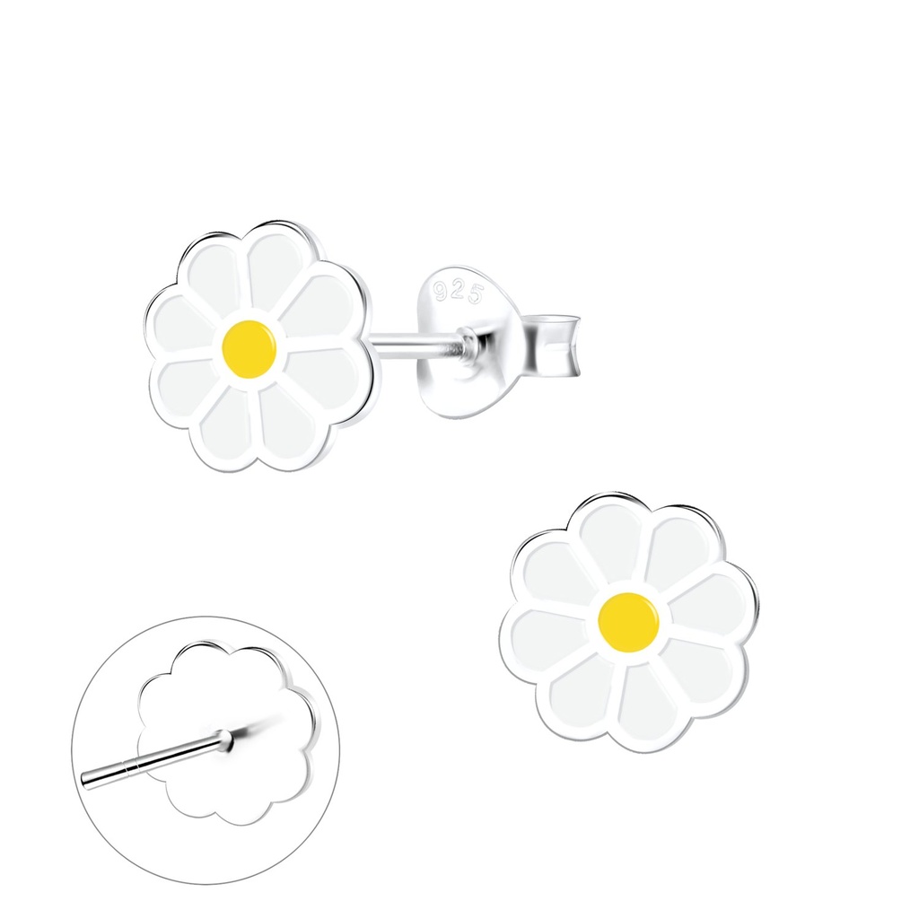 Puces d'oreilles marguerite en argent