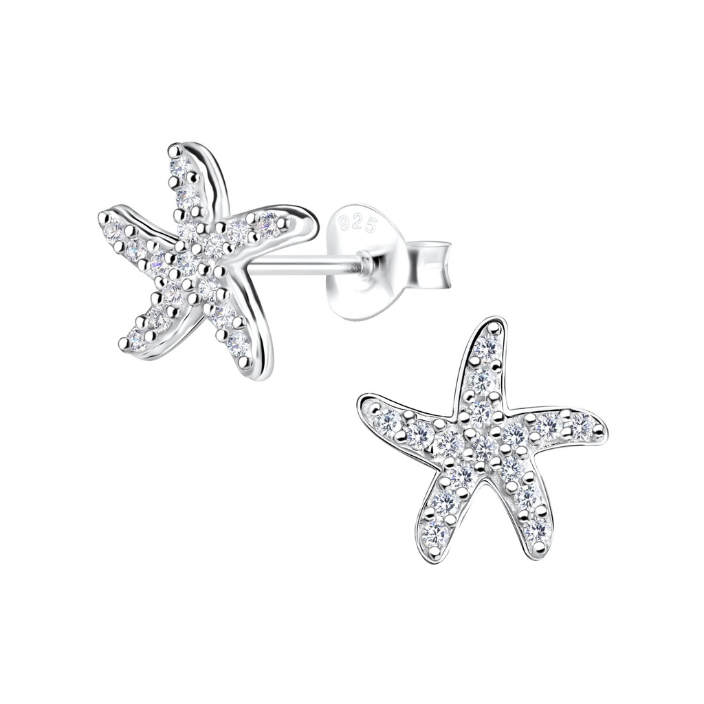 Silver Starfish Stud Earrings