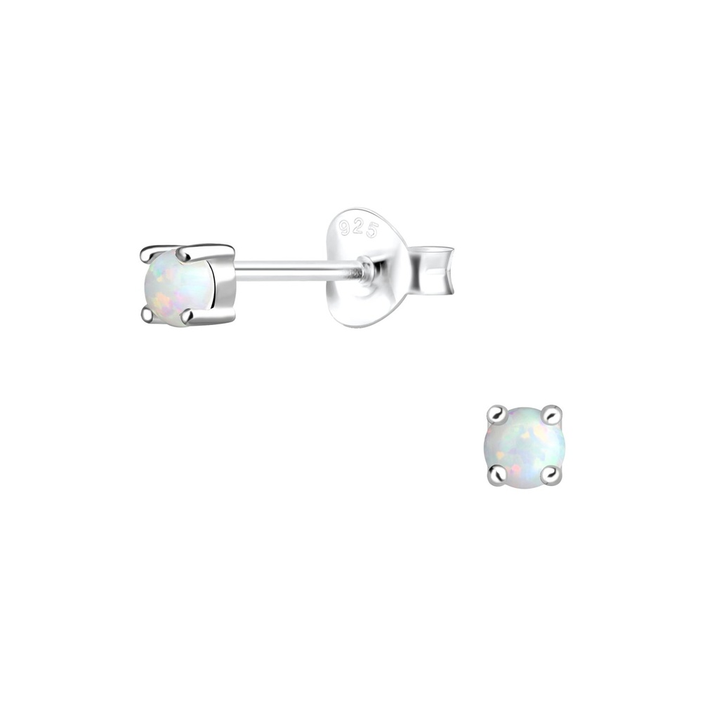 [10022840] 3mm Opal Silver Stud Earrings