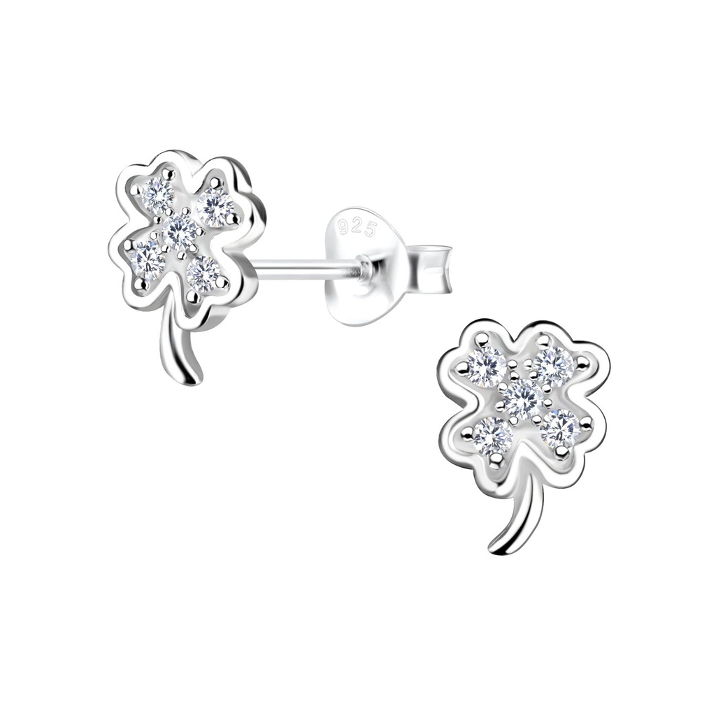 Silver Clover Stud Earrings