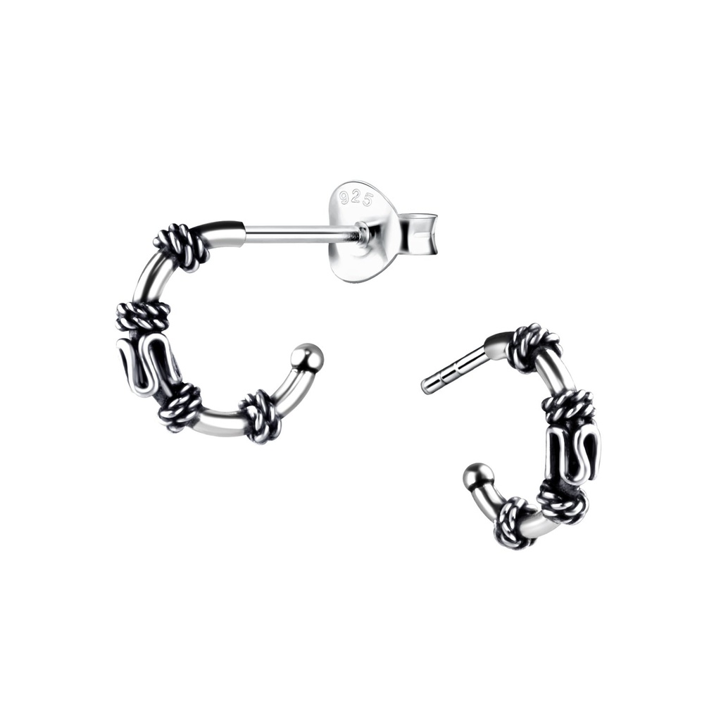 [10012931] Silver Half Hoop Stud Earrings