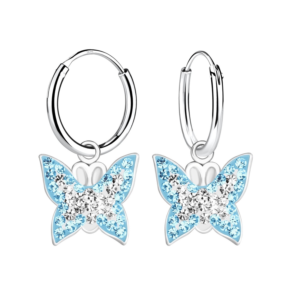 Créoles breloque papillon en argent