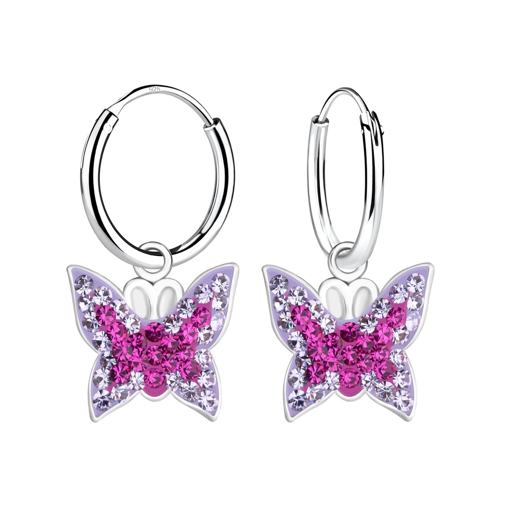 Créoles breloque papillon en argent