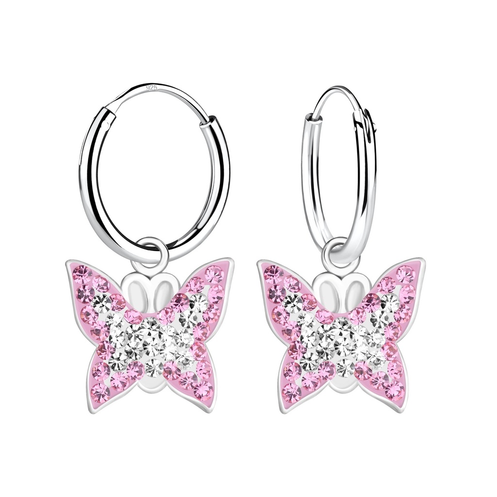 Créoles breloque papillon en argent