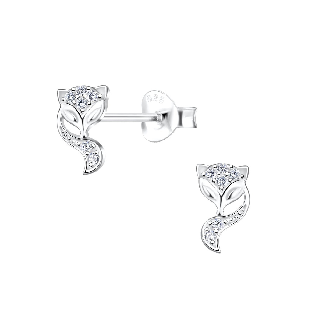 Silver Fox Stud Earrings