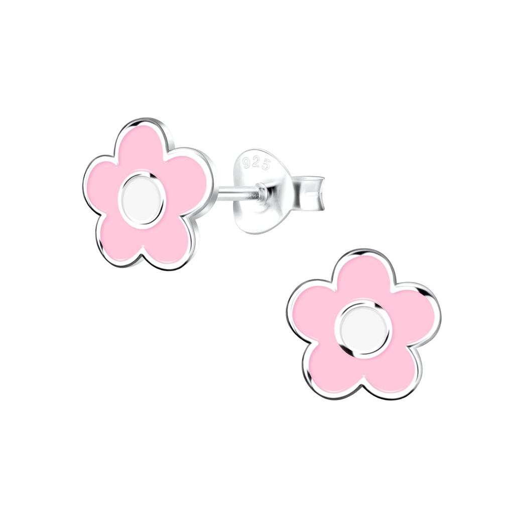 Puces d'oreilles fleur en argent