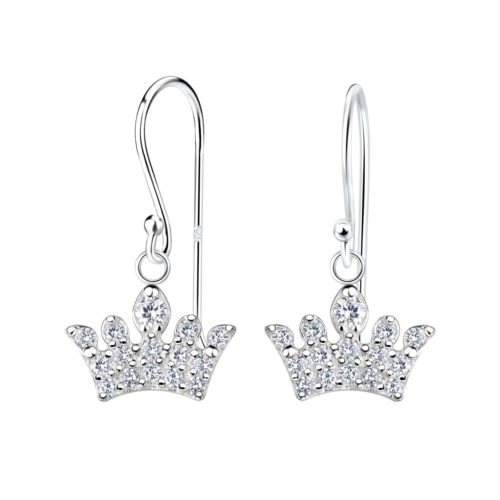 [10023082] Silver Crown Earrings