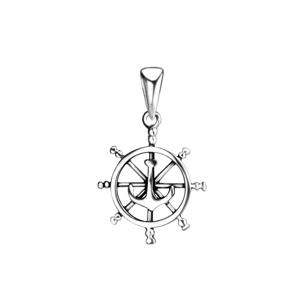 [10010856] Silver Ship Wheel Pendant