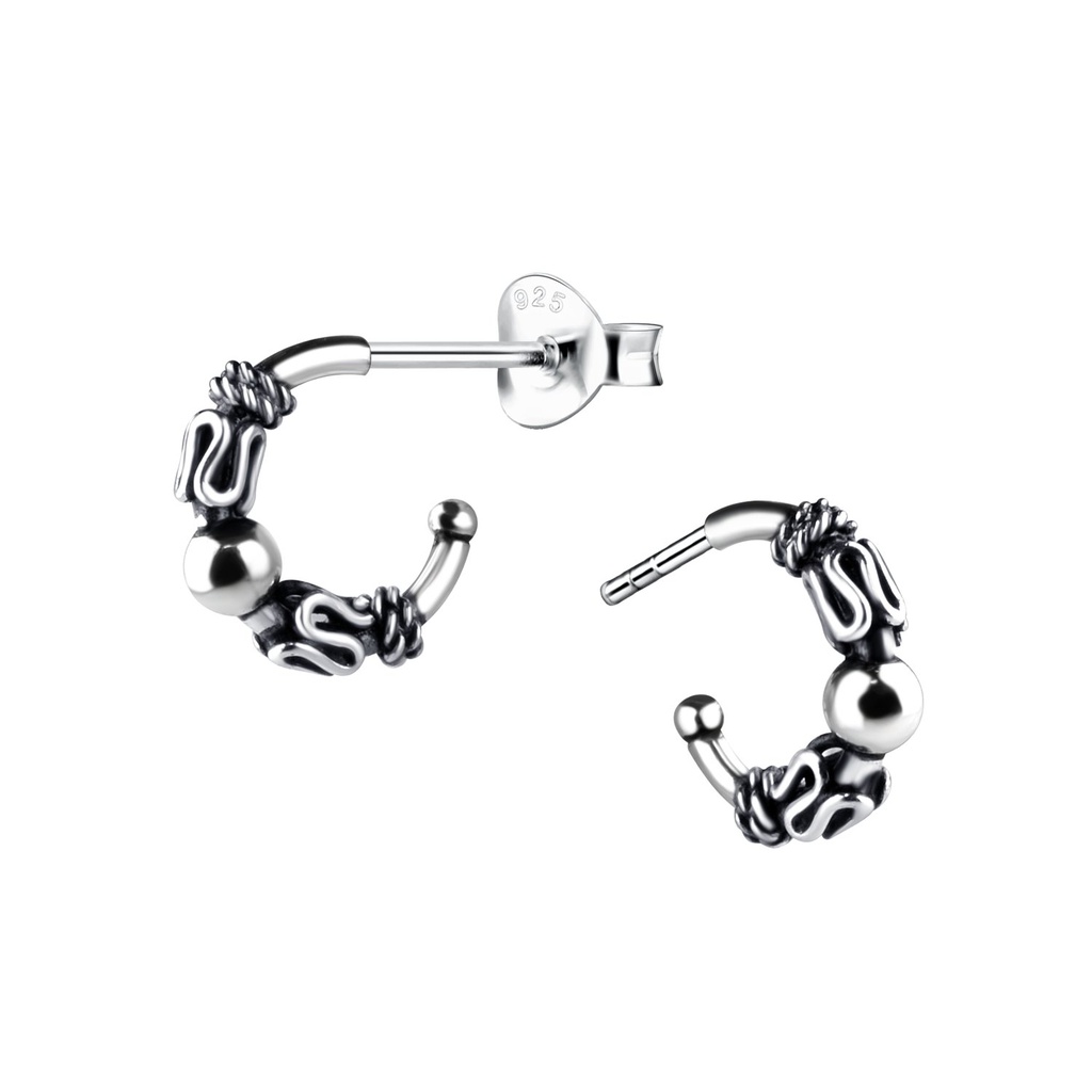 Puces d'oreilles demi-créole en argent