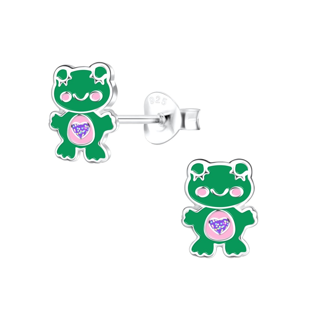 [10022941] Puces d'oreilles grenouille en argent