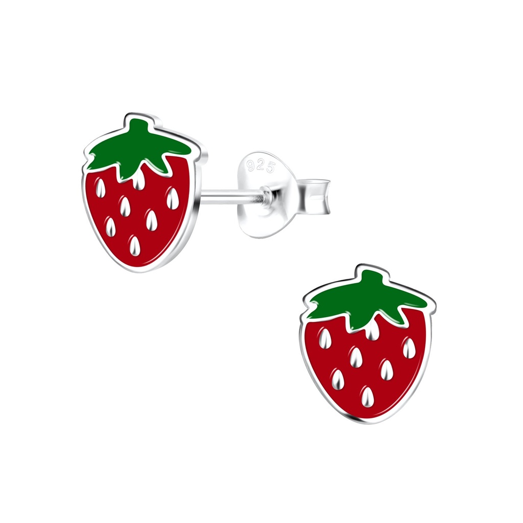 Puces d'oreilles fraise en argent