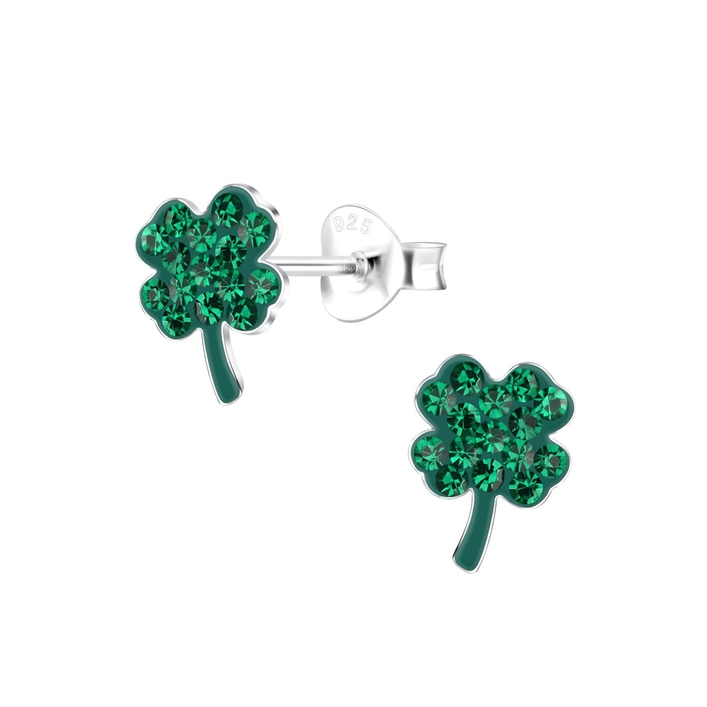 Puces d'oreilles trèfle en argent